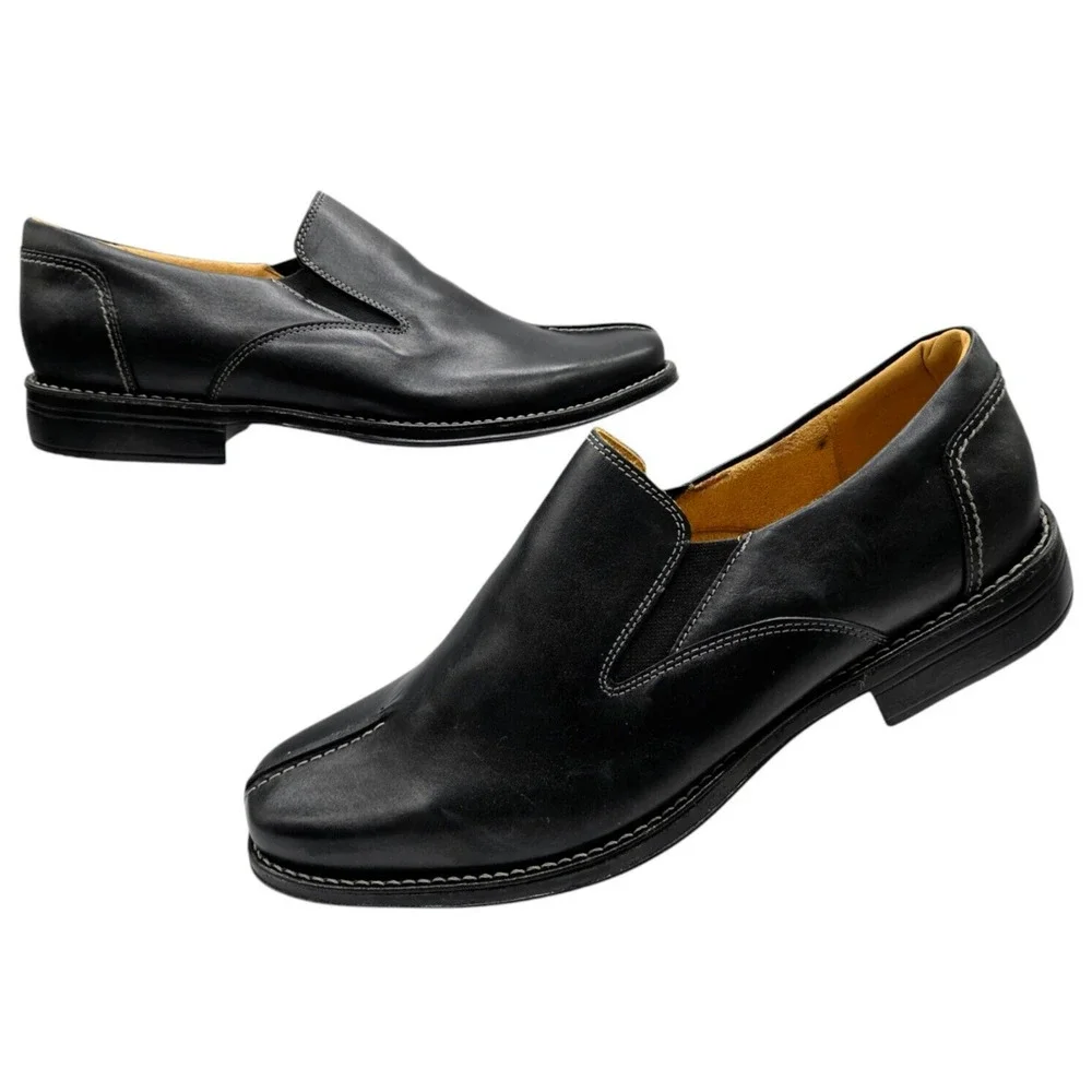 Sandro Moscoloni Leather Slip On Dress Shoe Mens 11.5 D Black Made In Brazil EUC